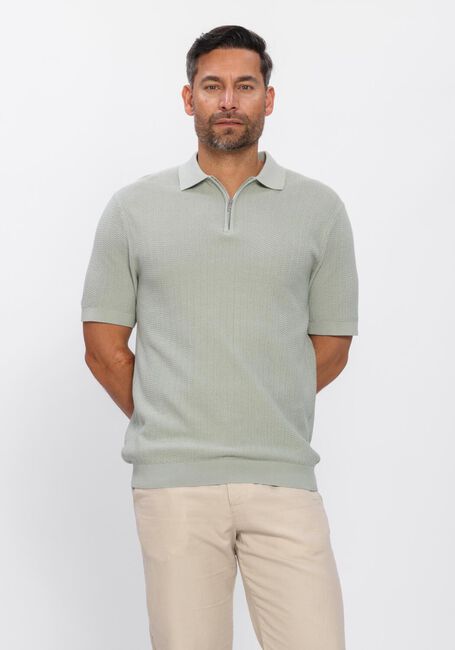 Groene SELECTED MEN Polo / T-shirt SLHCRAN SS KNIT STRUCTURE ZIP  POLO NOOS - large