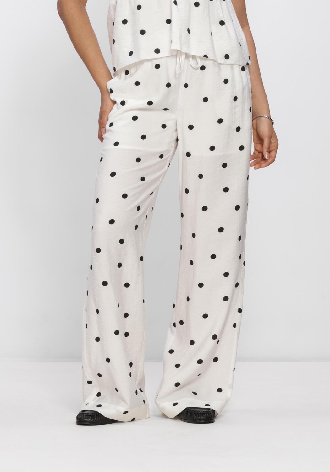 Witte CATWALK JUNKIE Broeken/jumpsuits DOTTED PULL ON TROUSERS - large