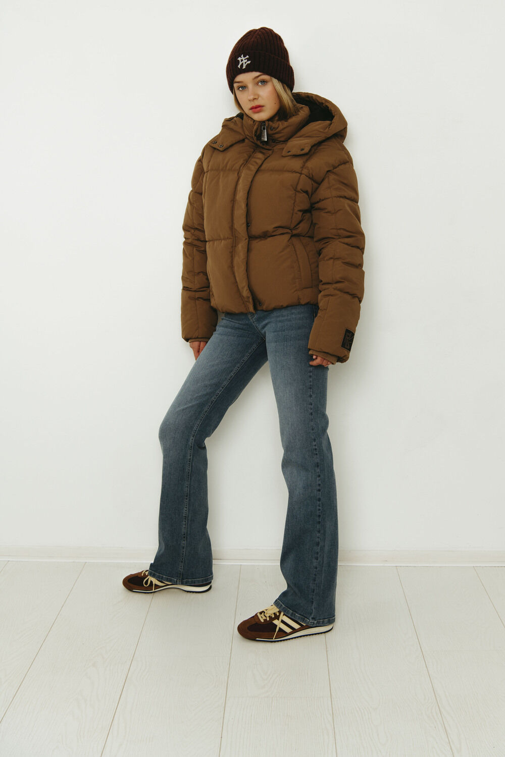 Bruine FRANKIE & LIBERTY Gewatteerde jas TRINITY OVERSIZED PUFFER - large