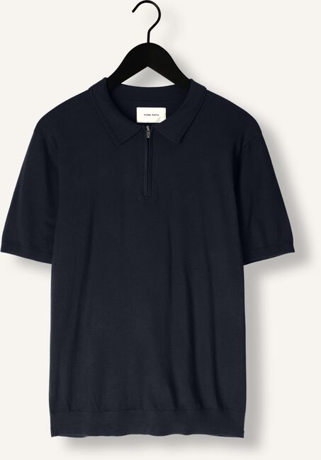 Donkerblauwe PURE PATH Polo KNITTED SHOTSLEEVE POLO HALF ZIP WITH CHEST EMBROIDERY Donkerblauwe PURE PATH Polo KNITTED SHOTSLEEVE POLO HALF ZIP WITH CHEST EMBROIDERY - large