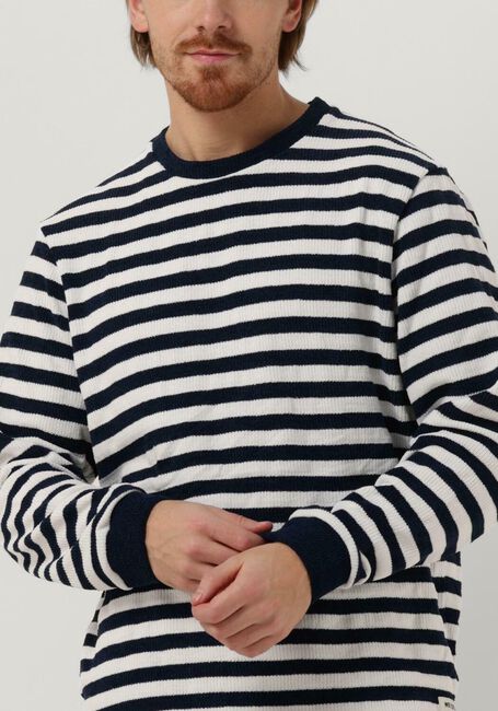 SCOTCH & SODA Pull TEXTURED STRIPE SWEATSHIRT Bleu foncé - large