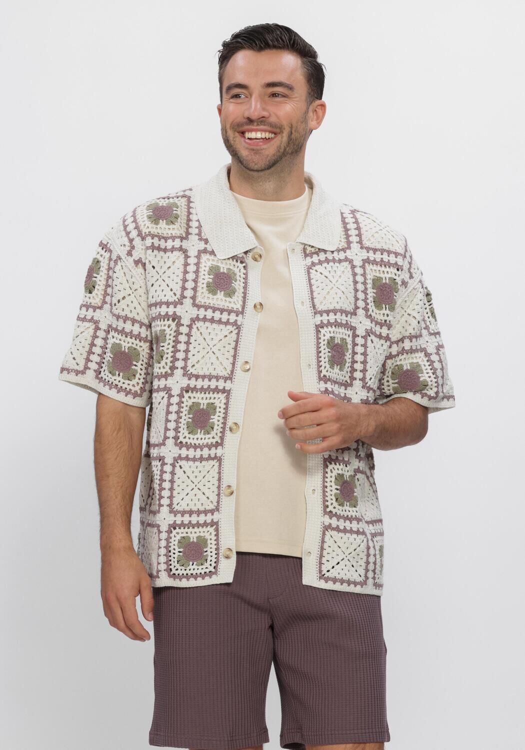 Ecru DSTREZZED Casual overhemd SHANE CROCHET SHIRT - large