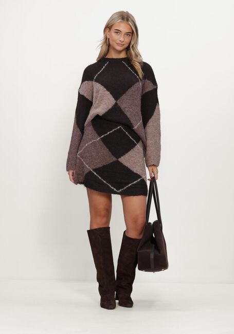 NEO NOIR Pull INGA CHECK FLUFF KNIT BLOUSE en marron - large