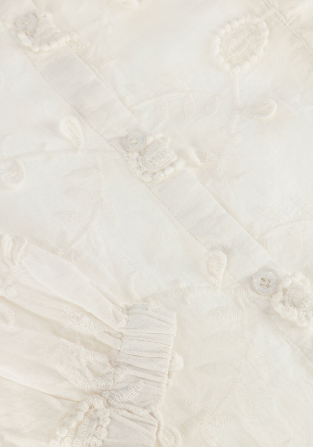 Witte INDIAN BLUE JEANS  FLOWER RUFFLE SHIRT LONGSLEEVE - large