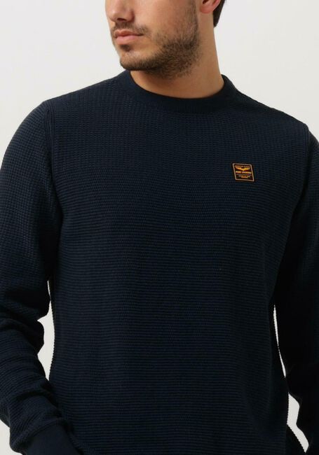 PME LEGEND Pull CREWNECK COTTON PLATED Bleu foncé - large