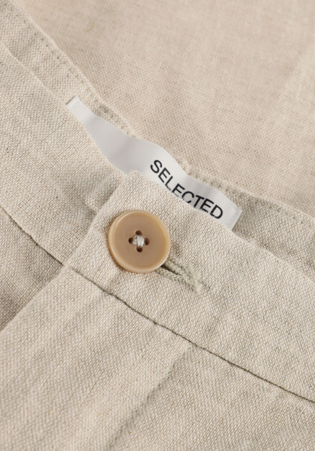 Beige SELECTED MEN Korte broek SLHREGULAR-MADS LINEN SHORTS NOOS - large