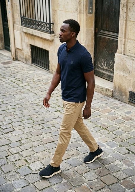 BOSS ORANGE Polo PASSERZIP Bleu fonc&eacute; - large