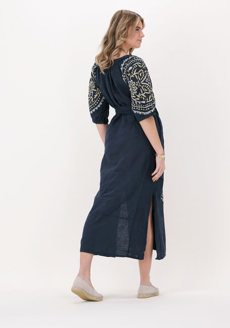 Donkerblauwe GREEK ARCHAIC KORI Maxi jurk SHORT SLEEVE DRESS WITH BELT PAISLEY - large