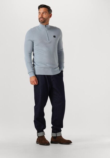 BUTCHER OF BLUE Pull STRUCTURE HALFZIP Bleu clair - large