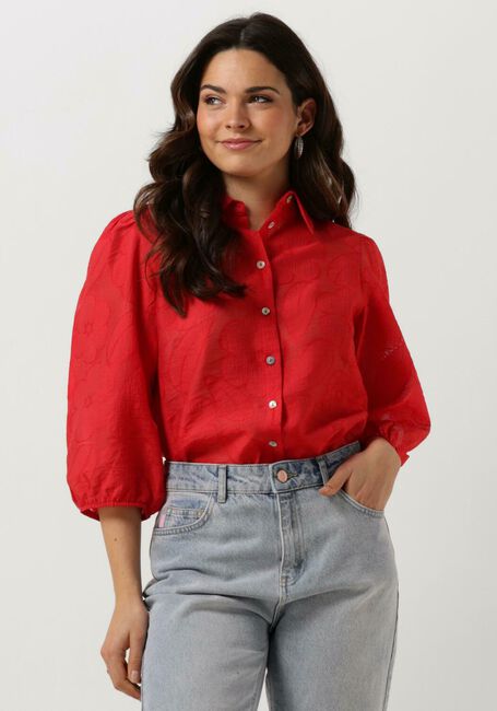 JANSEN AMSTERDAM FF774 BLOUSE 3/4 PUFF SLEEVE Blouses en rouge - large