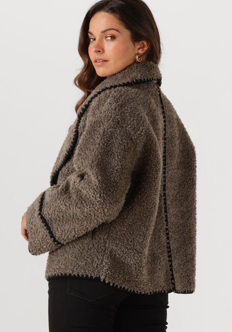 OBJECT Manteau Teddy OBJSHIREN JACKET en taupe - large
