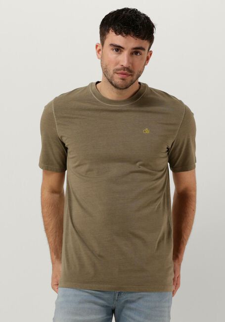 SCOTCH & SODA T-shirt GARMENT DYE LOGO EMBROIDERY TEE Kaki - large