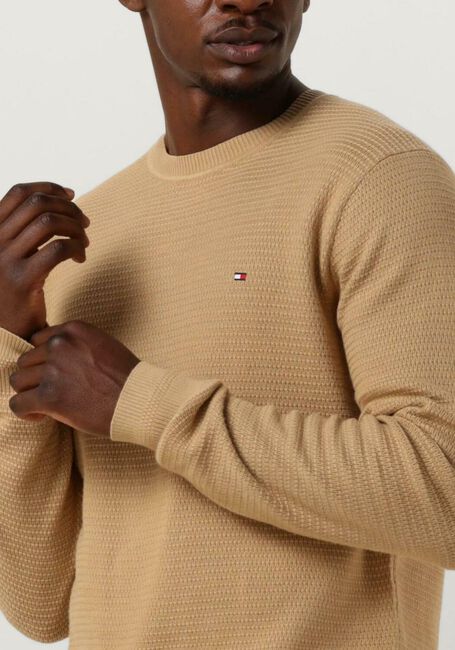 Khaki TOMMY HILFIGER Sweater INTERLACED STRUCTURE CREW NECK - large