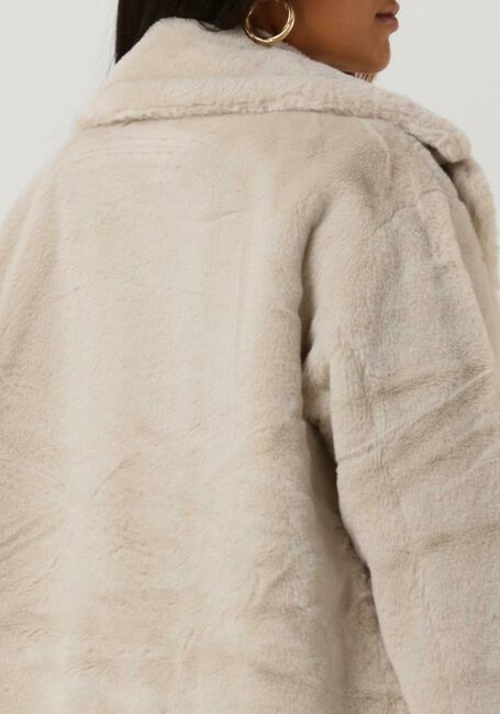 Ecru NOTRE-V Faux fur jas FUR LONG COAT - large