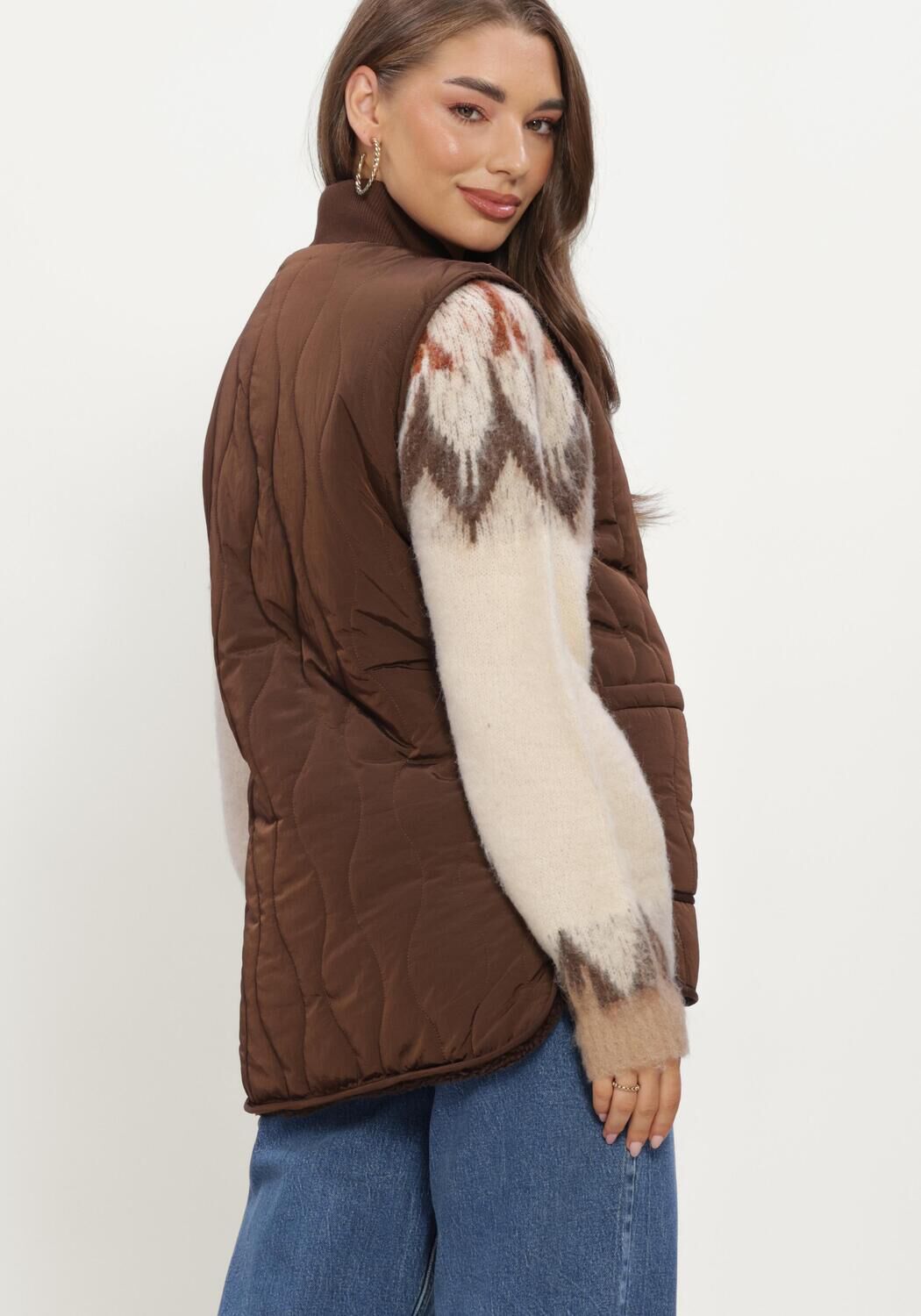 SIMPLE Veste sans manches WV-PA-CRINK-26-3 en marron - large