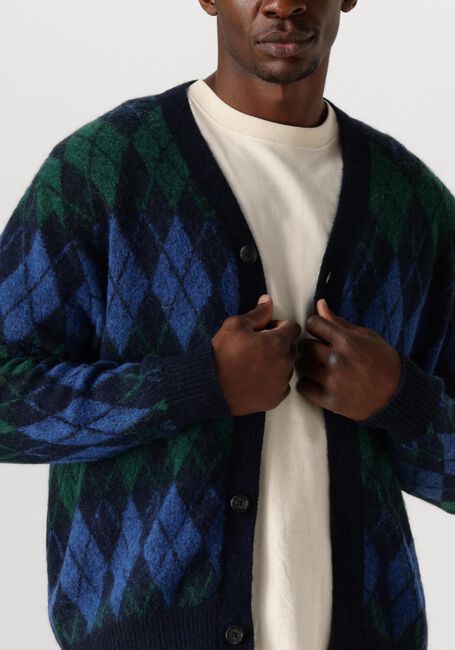 SELECTED HOMME Gilet SLHRAI LS KNIT RELAXED ARGYLE CARDIGAN Bleu foncé - large