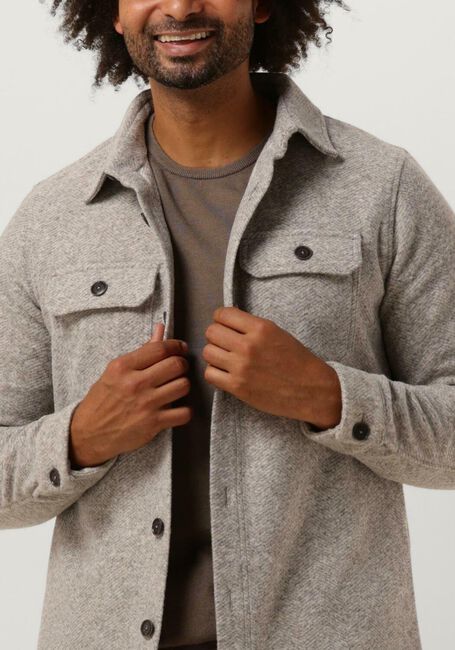 PROFUOMO Surchemise OVERSHIRT KNIT HERRINGB en beige - large