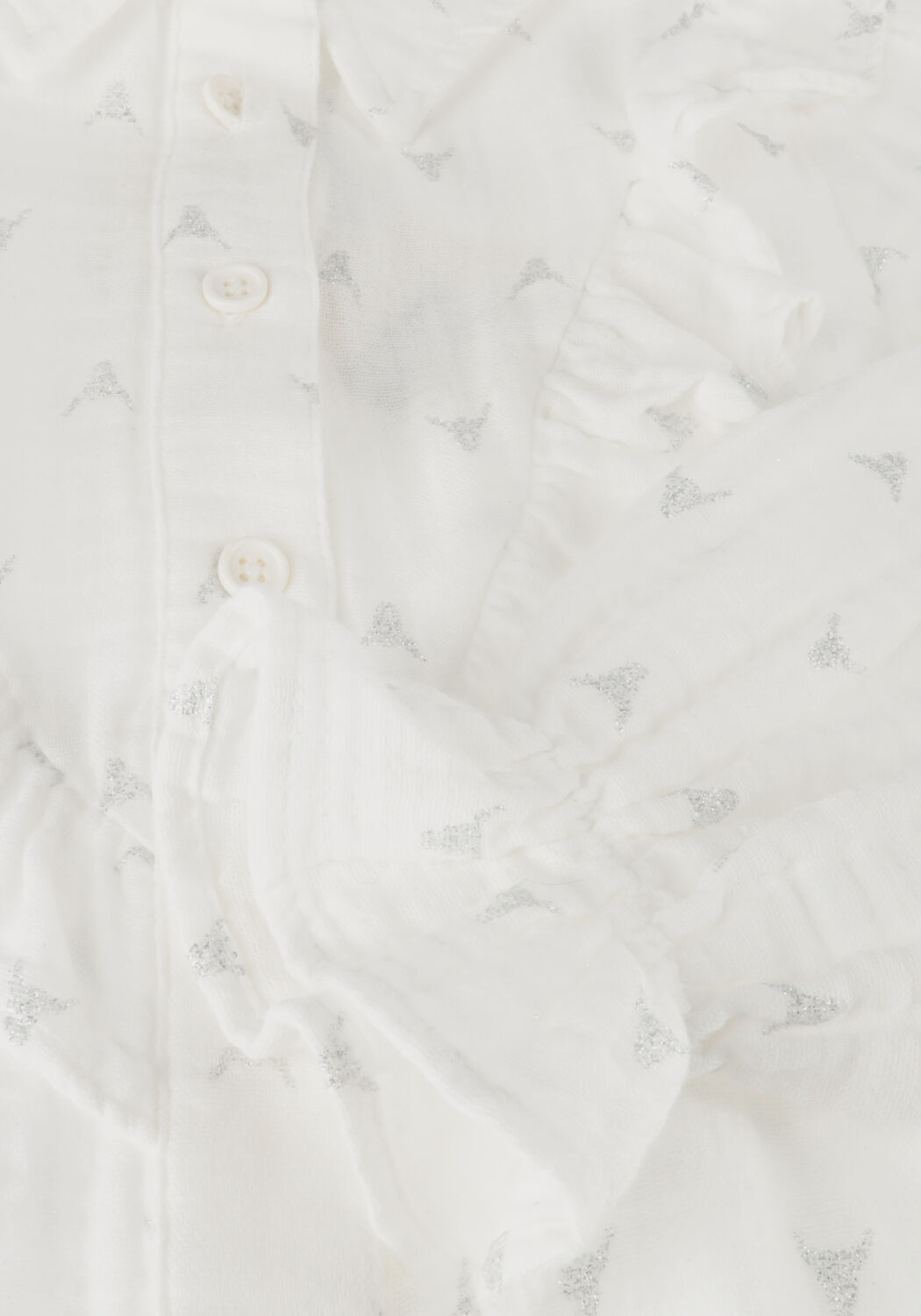 Witte ALIX MINI  WOVEN GLITTER BULL RUFFLE BLOUSE - large