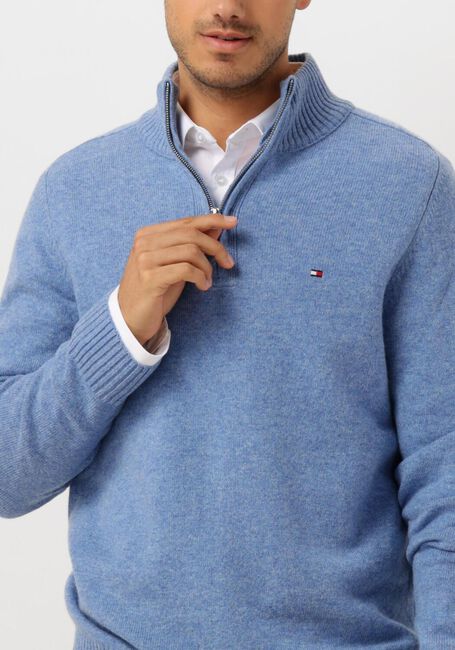 TOMMY HILFIGER Pull LAMBSWOOL ZIP MOCK Bleu clair - large