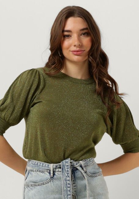 MINUS T-shirt LIVA PUFF SLEEVE METALLIC KNIT PULLOVER en vert - large