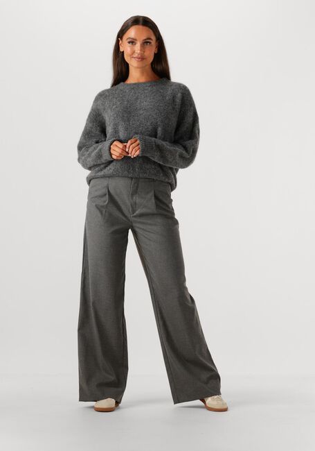 Grijze GESTUZ Wijde broek GZPAULA MELANGE MW WIDE PANTS - large