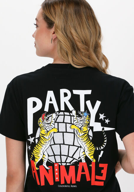 COLOURFUL REBEL T-shirt PARTY ANIMAL GLITTER LOOSE FIT en noir - large