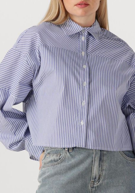 Blauwe ALIX THE LABEL  LADIES WOVEN STRIPED BLOUSE - large