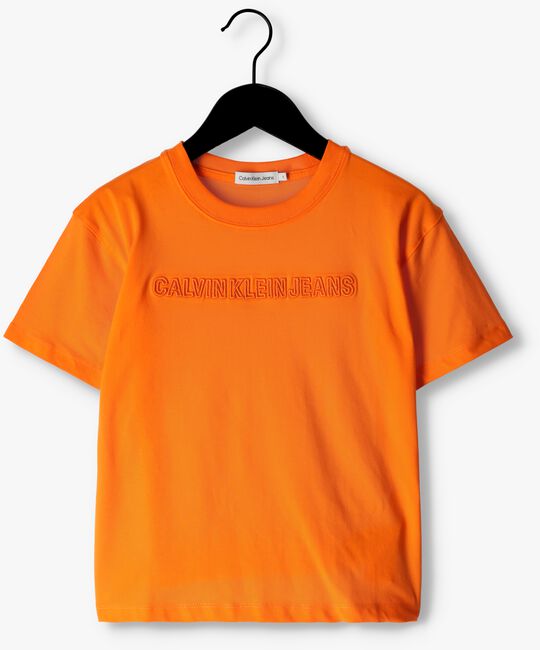 Oranje CALVIN KLEIN T-shirt RAISED EMBRO LOGO T-SHIRT - large