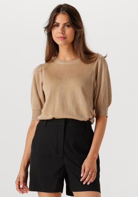Camel MINUS T-shirt LIVA PUFF SLEEVE METALLIC KNIT PULLOVER - large