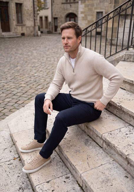 PROFUOMO Pull PULLOVER HALF ZIP HEAVY WOOL Cr&egrave;me - large