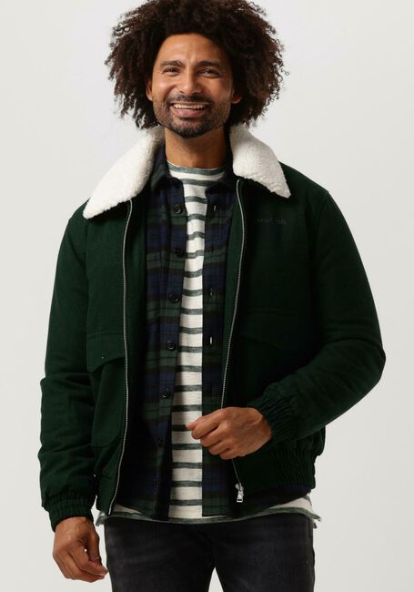 COLOURFUL REBEL Jack CHASE CONTRAST COLLAR JACKET Vert foncé - large