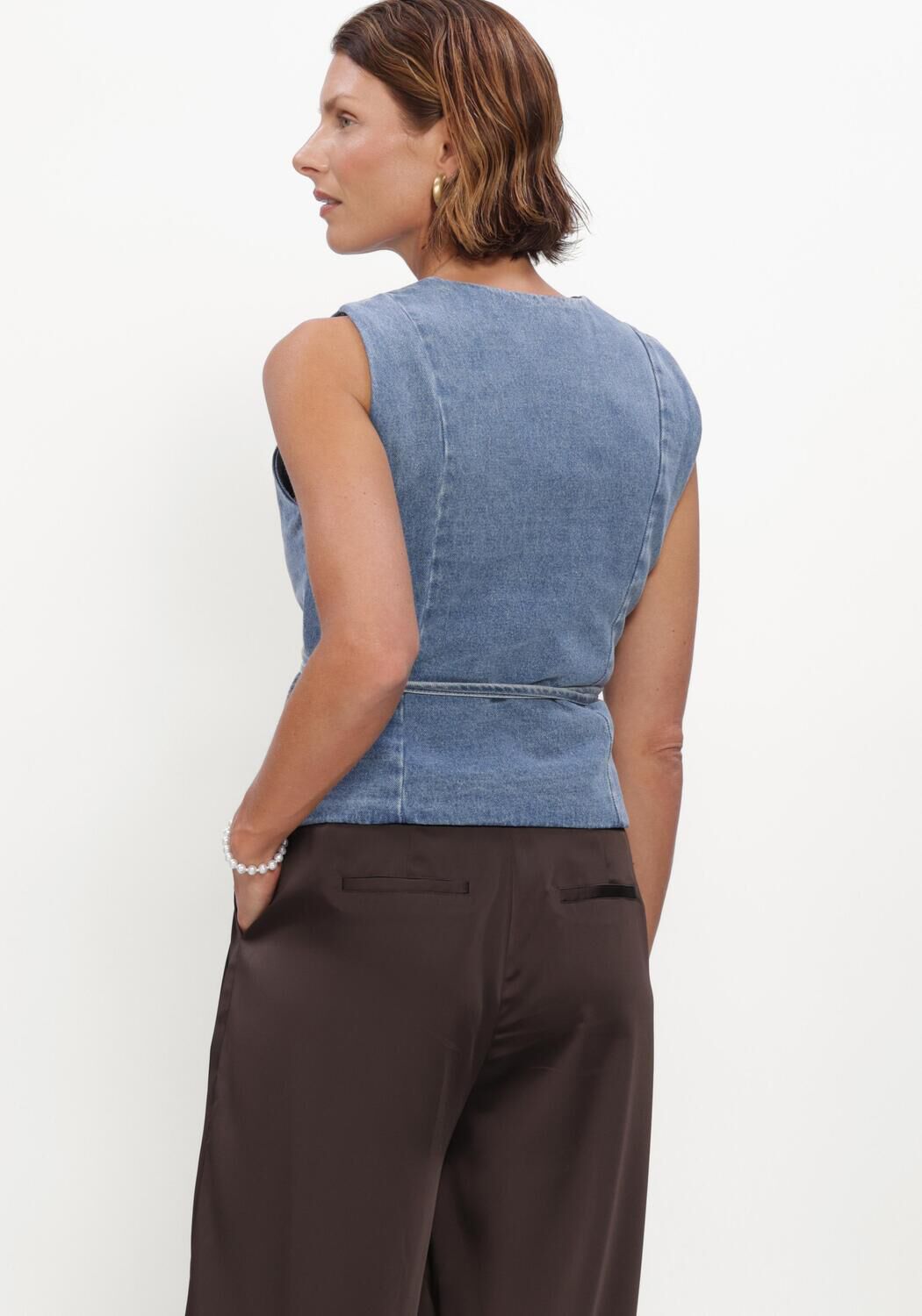 Blauwe NEO NOIR Gilet SAMARA DENIM WAISTCOAT - large
