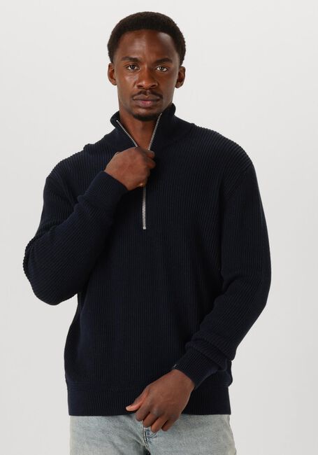 Donkerblauwe BUTCHER OF BLUE Trui GALWAY HALF ZIP - large