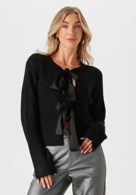 OBJECT Gilet OBJPARVI SATEEN BOW KNIT CARDIGAN en noir - large