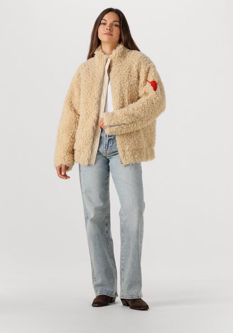 Beige ALIX THE LABEL Teddy jas LADIES WOVEN TEDDY COAT - large