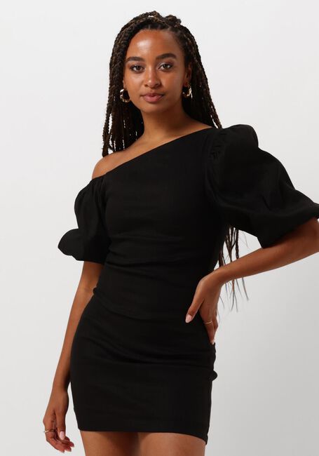 ALIX THE LABEL Mini robe LADIES WOVEN BALLOON SLEEVE LINEN DRESS en noir - large
