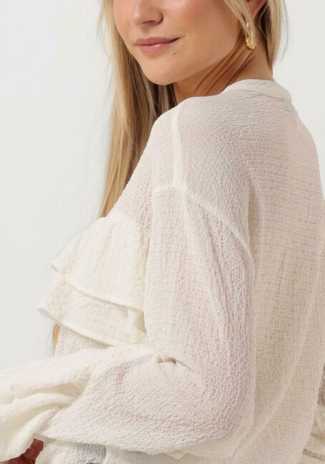 Ecru ALIX THE LABEL  LADIES WOVEN STRUCTURED CHIFFON RUFFLE BLOUSE - large