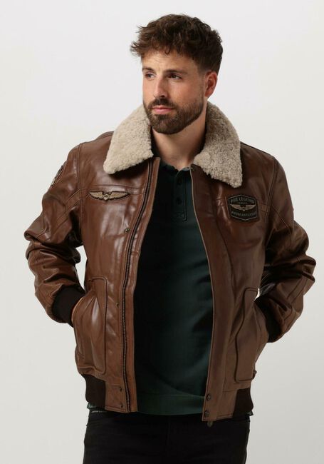 PME LEGEND Veste en cuir BOMBER JACKET HUDSON BUFF LEATHER en marron - large