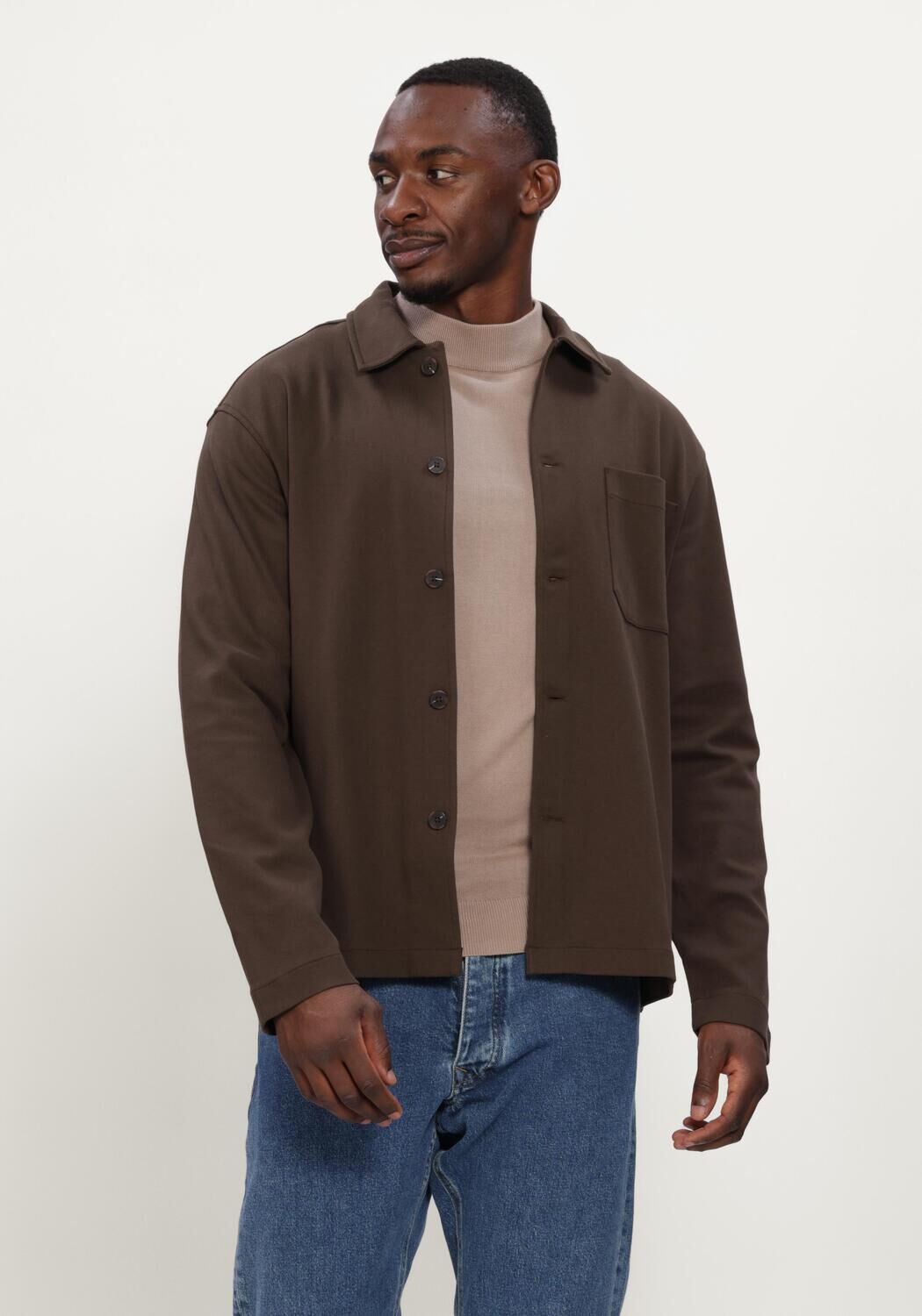 Bruine SELECTED MEN Overshirt SLMSOL LS OVERSHIRT - large