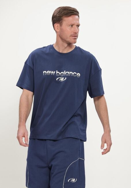 Donkerblauwe NEW BALANCE T-shirt TRACKSIDE T-SHIRT - large