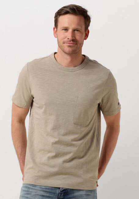 Beige CAST IRON T-shirt SHORT SLEEVE R-NECK REGULAR FIT COTTON SLUB - large