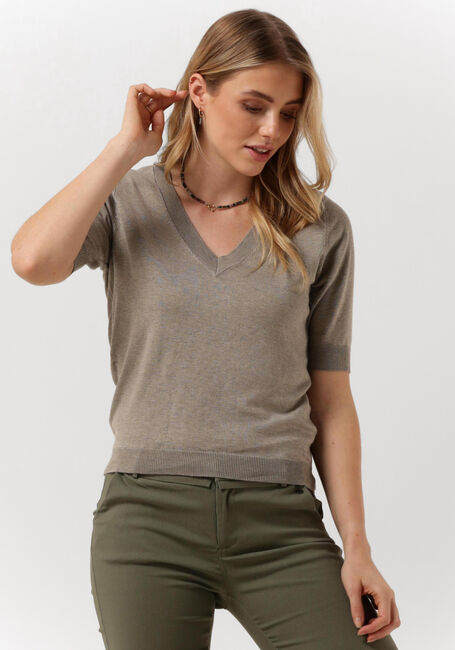 MINUS Haut MILLA V-NECK KNIT TEE 1 Kaki - large