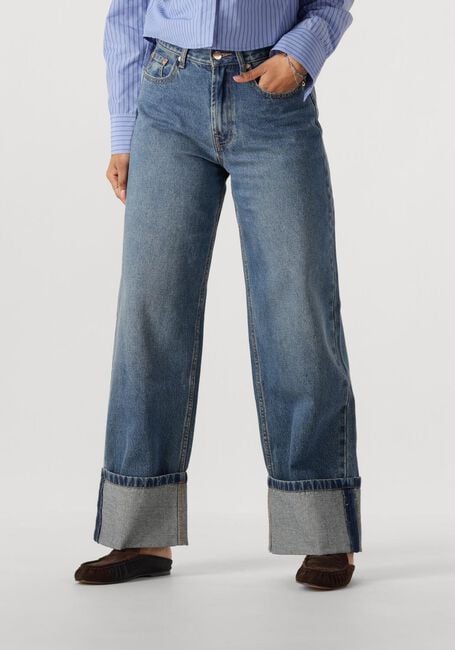 Blauwe WITHBLACK Wide jeans WBLHAZEL HW TURN UP JEANS - large