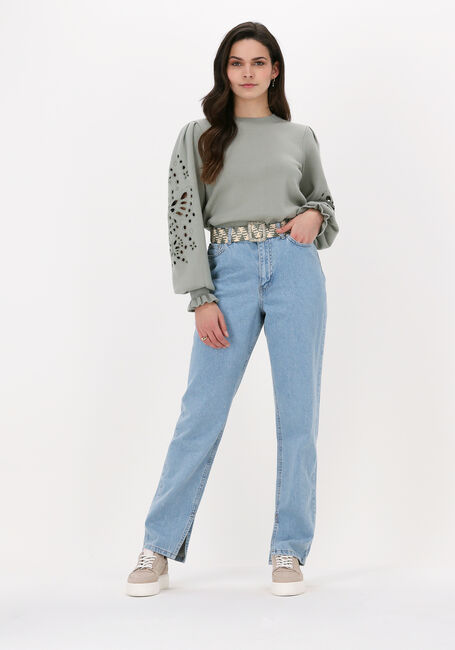 Lichtblauwe NA-KD Mom jeans HIGH WAIST SIDE SLIT DENIM - large