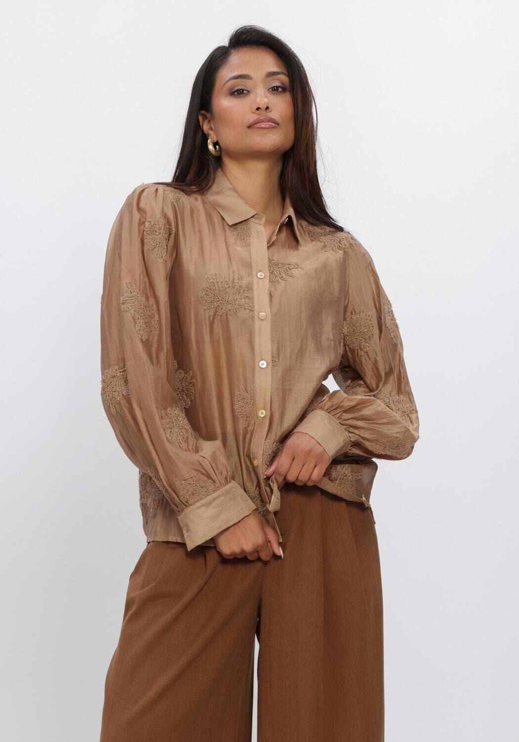 NUKUS MILANOVA BLOUSE EMBROIDERY Blouses en camel - large