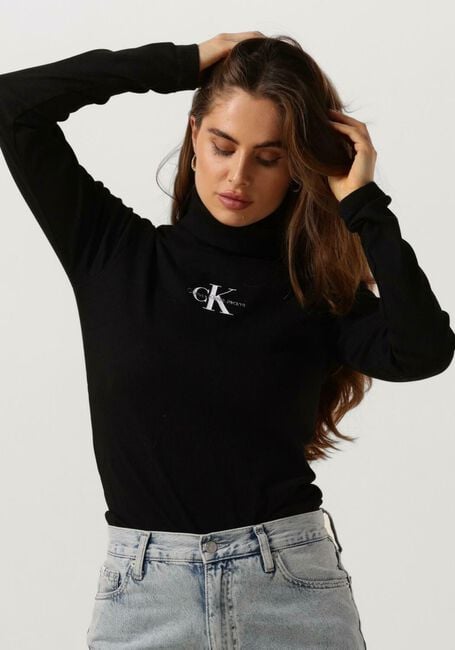 Zwarte CALVIN KLEIN Coltrui MONOLOGO RIB ROLL NECK - large