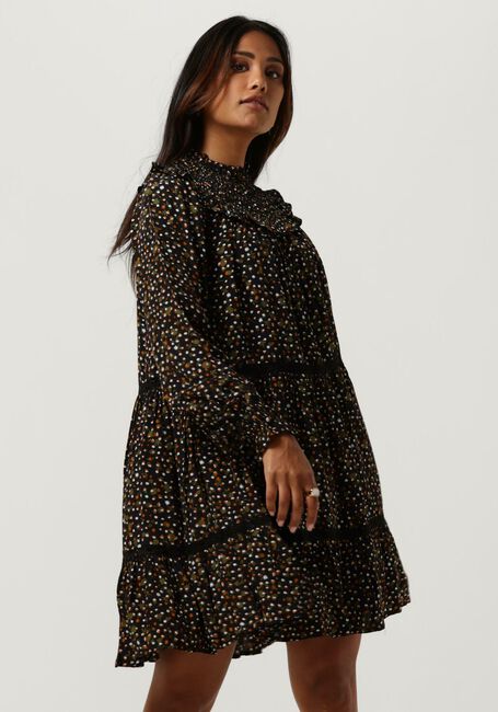 SCOTCH & SODA Mini robe SMOCKED AND TIERED LONG SLEEVED DRESS en noir - large
