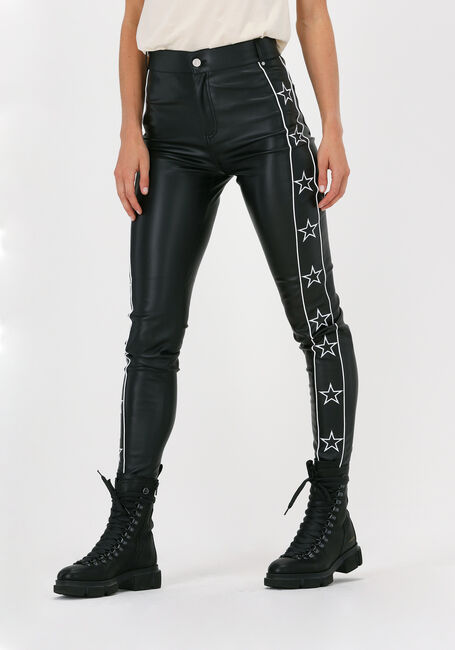 Zwarte COLOURFUL REBEL Pantalon CHLOE FAKE LEATHER STAR PANTS - large