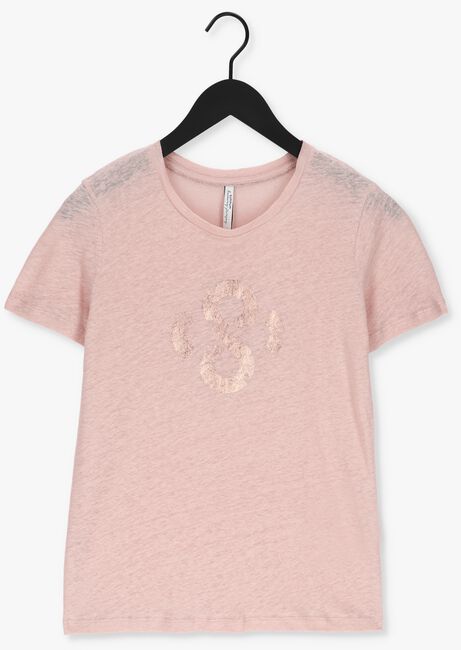 SUMMUM T-shirt TEE LOGO ARTWORK LINEN JERSEY en rose - large