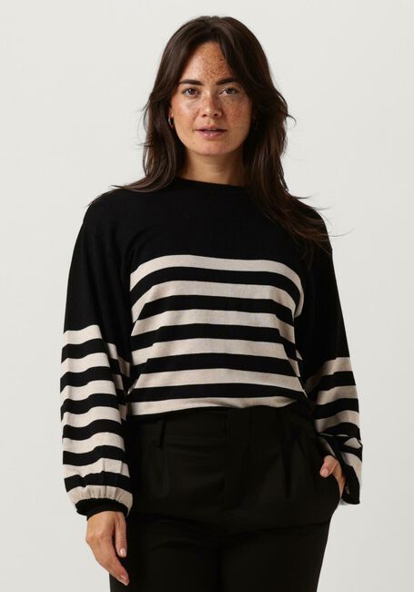 Zwarte MINUS Trui PERLA STRIPED KNIT PULLOVER - large